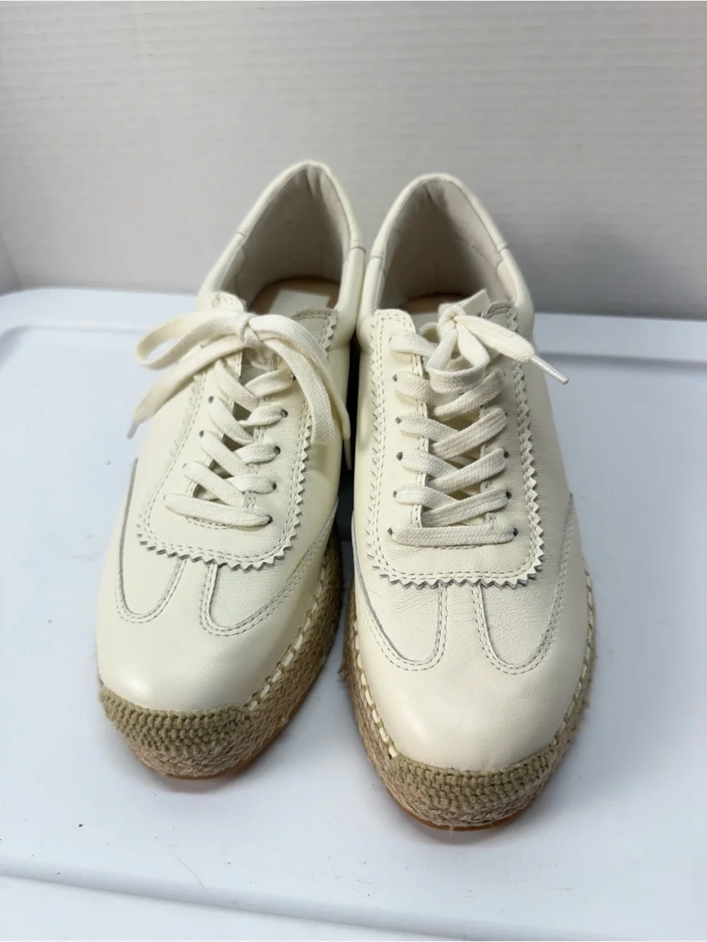 Dolce Vita Jaja Lace Up Espadrille Platform Sneakers NEW Cream/White Size 9.5
